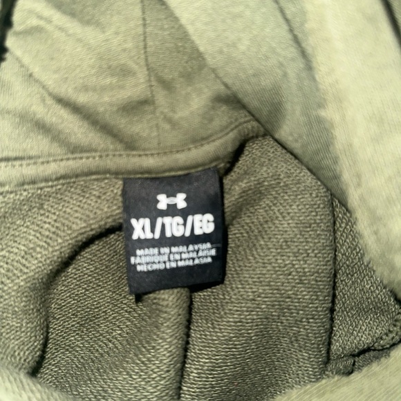 Men’s used pre owned Project Rock Under armour hoodie Olive logo size XL - Picture 7 of 7